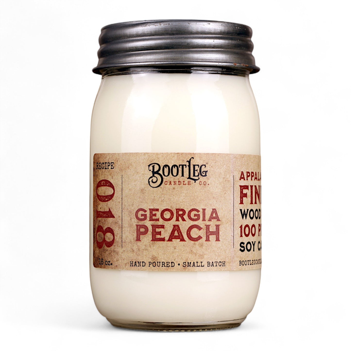 Georgia Peach - 16oz Soy Wax, Wood Wick Candle