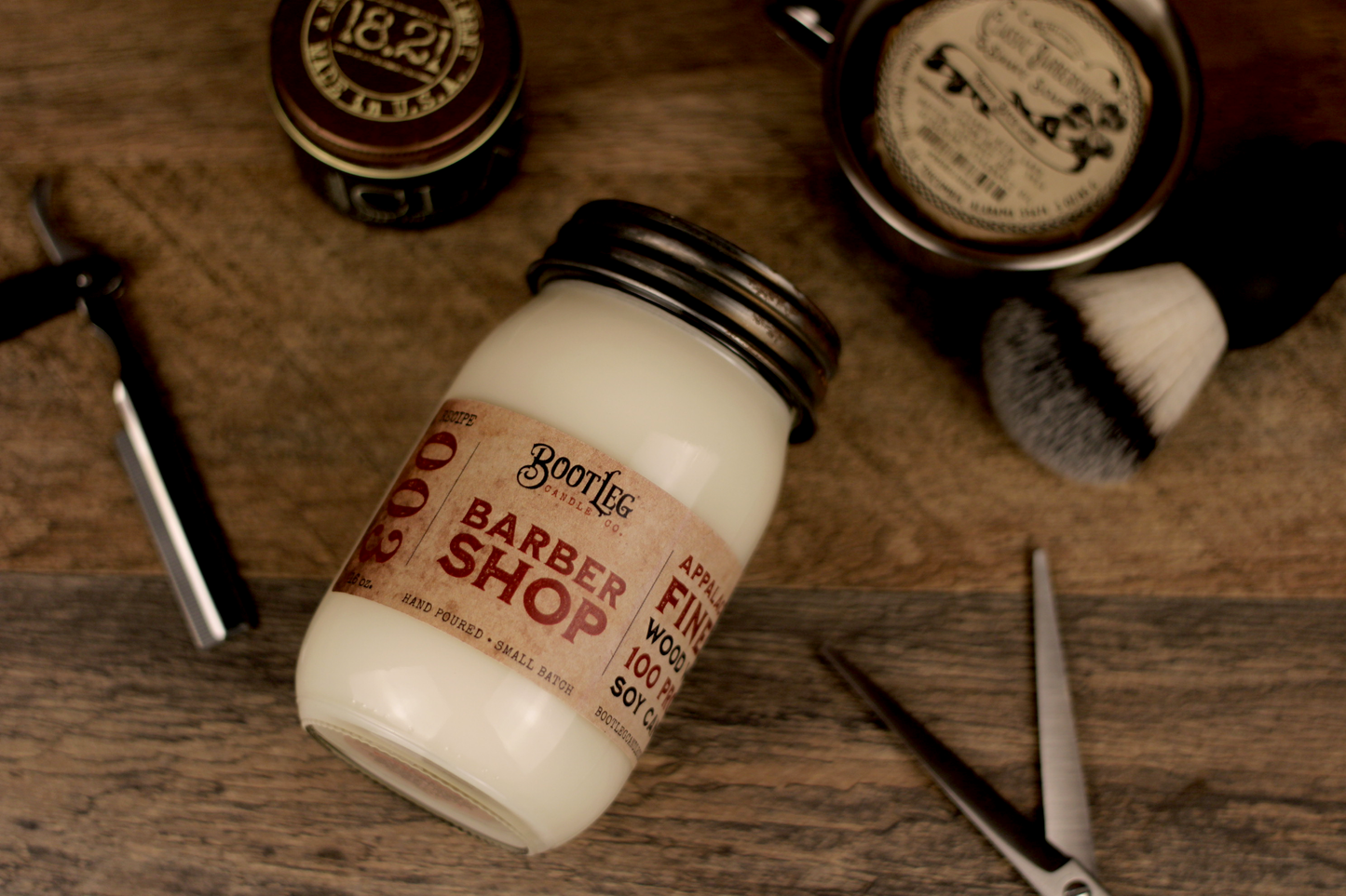 Barber Shop - 16oz Soy Wax, Wood Wick Candle