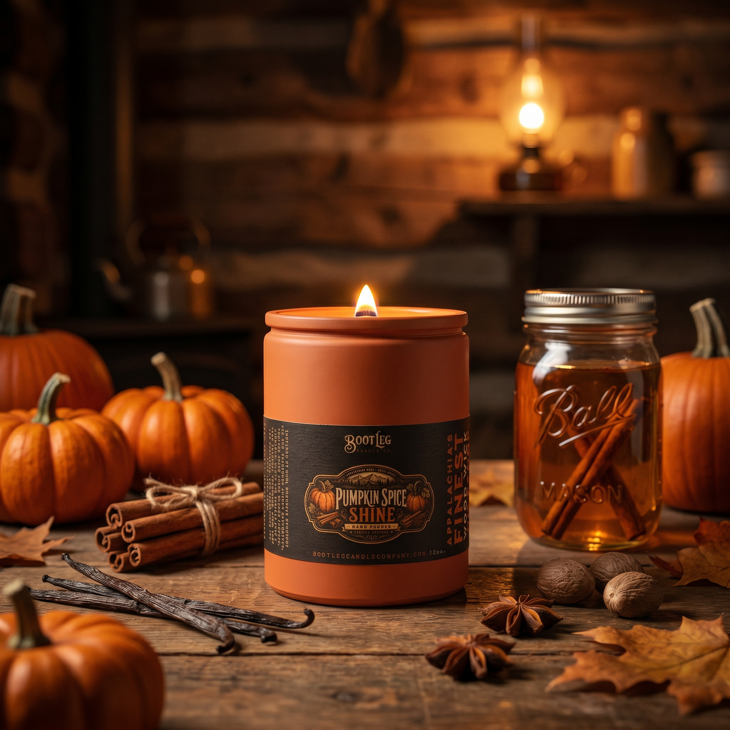 Pumpkin Spice Shine - 12oz Wood Wick, Soy Wax Candle