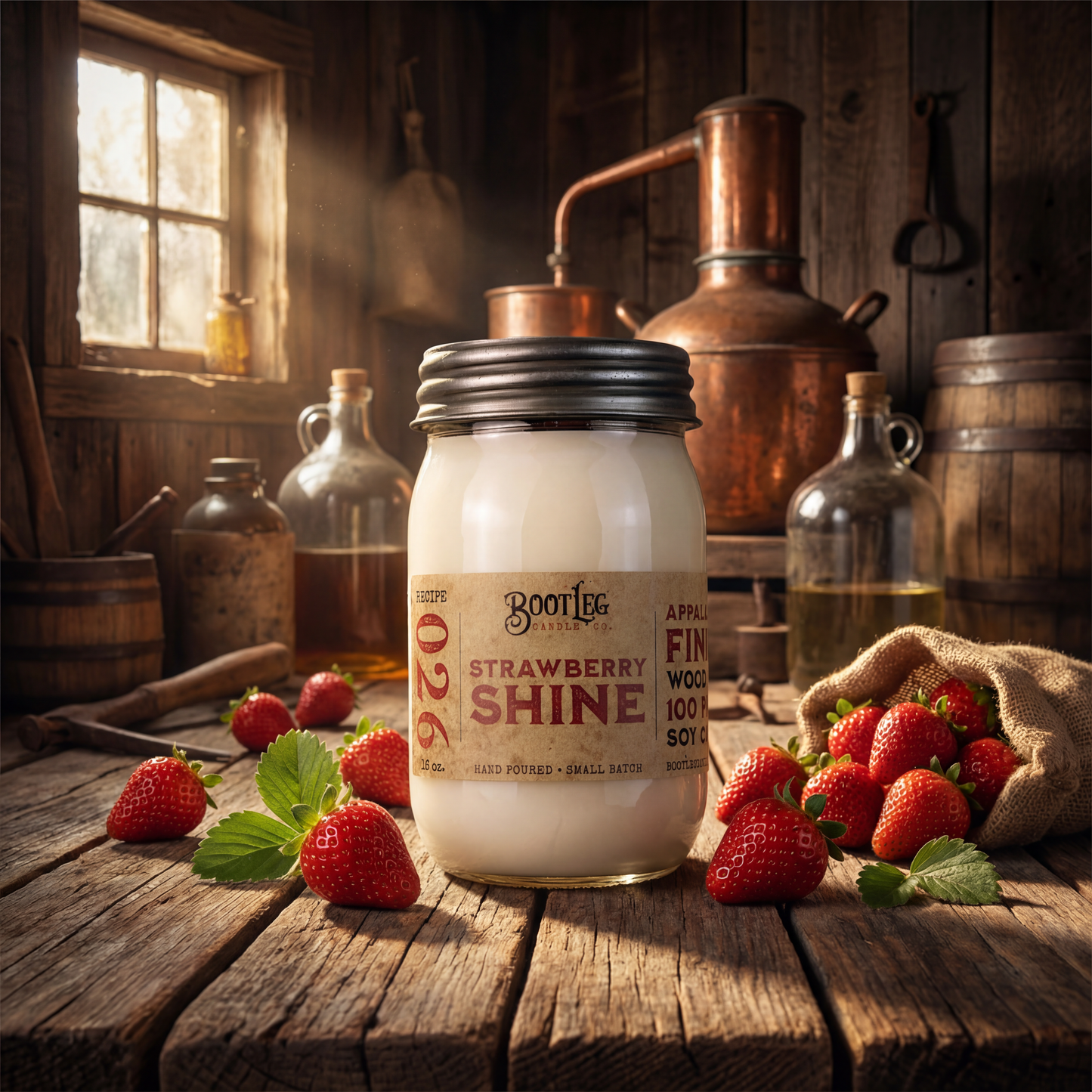 Strawberry Shine - 16oz. Soy Wax, Wood Wick Candle