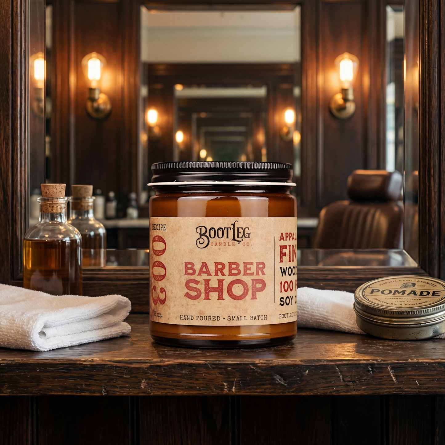 Barbershop - 8oz Soy Wax, Wood Wick Candle