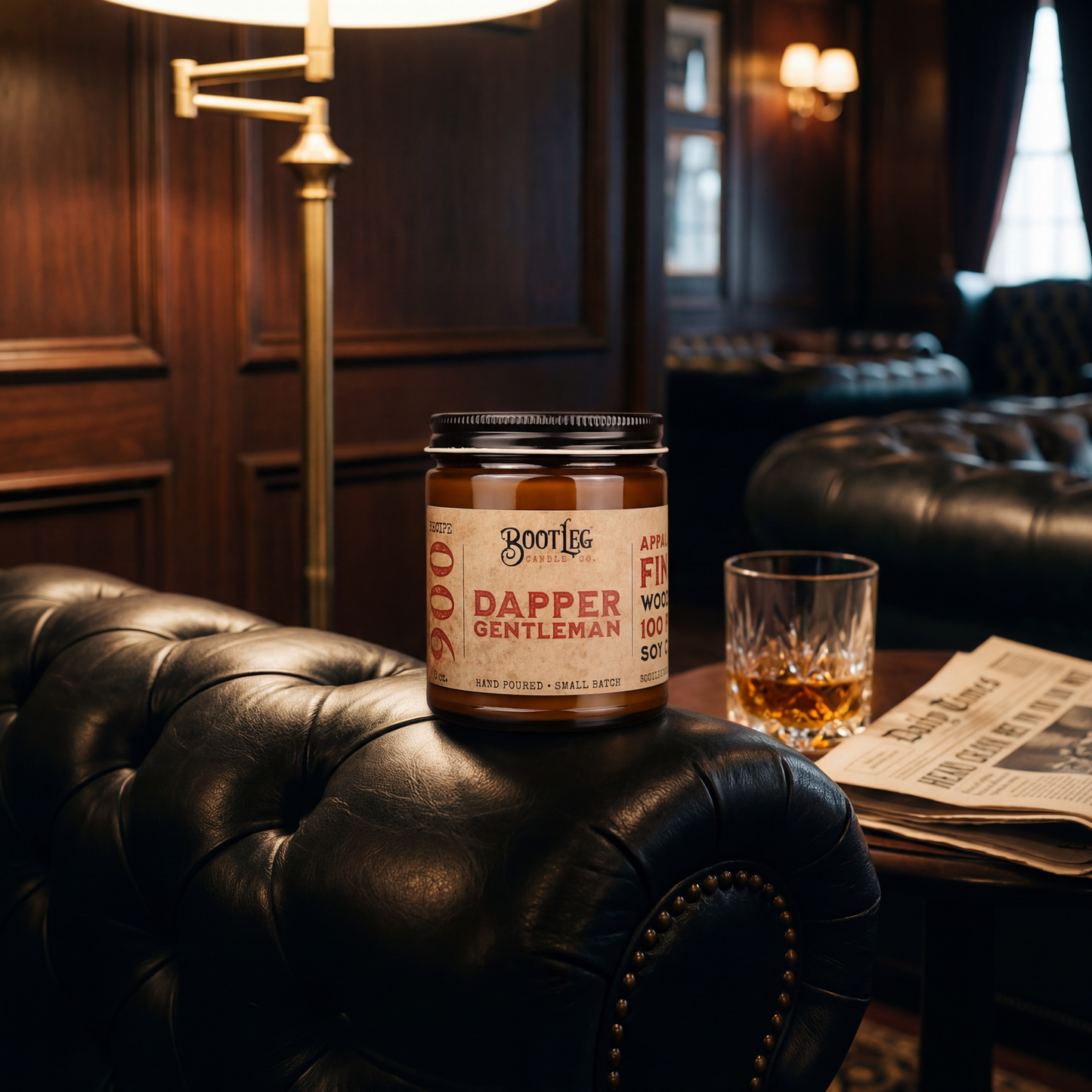 Dapper Gentleman - 8oz Soy Wax, Wood Wick Candle
