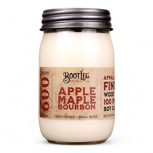 Apple Maple Bourbon - 16oz Soy Wax, Wood Wick Candle