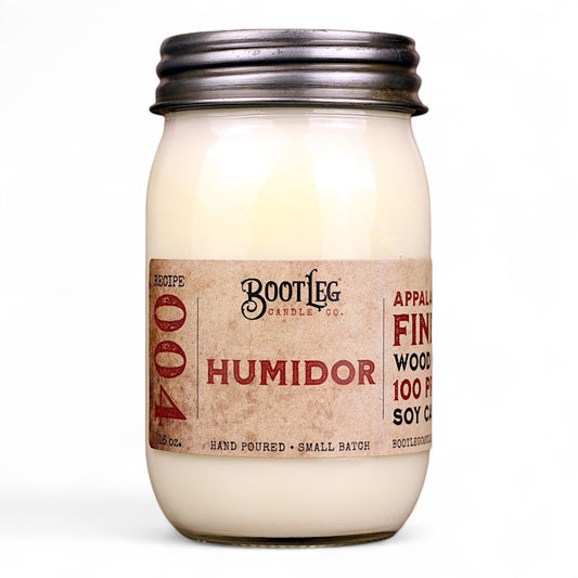 Humidor - 16oz Soy Wax, Wood Wick Candle