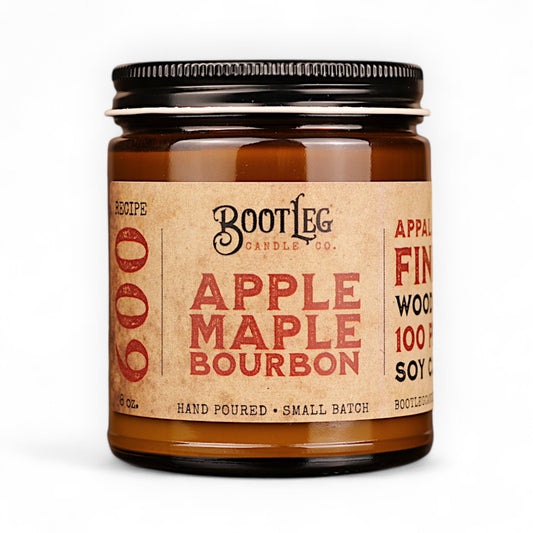 Apple Maple Bourbon - 8oz Soy Wax, Wood Wick Candle