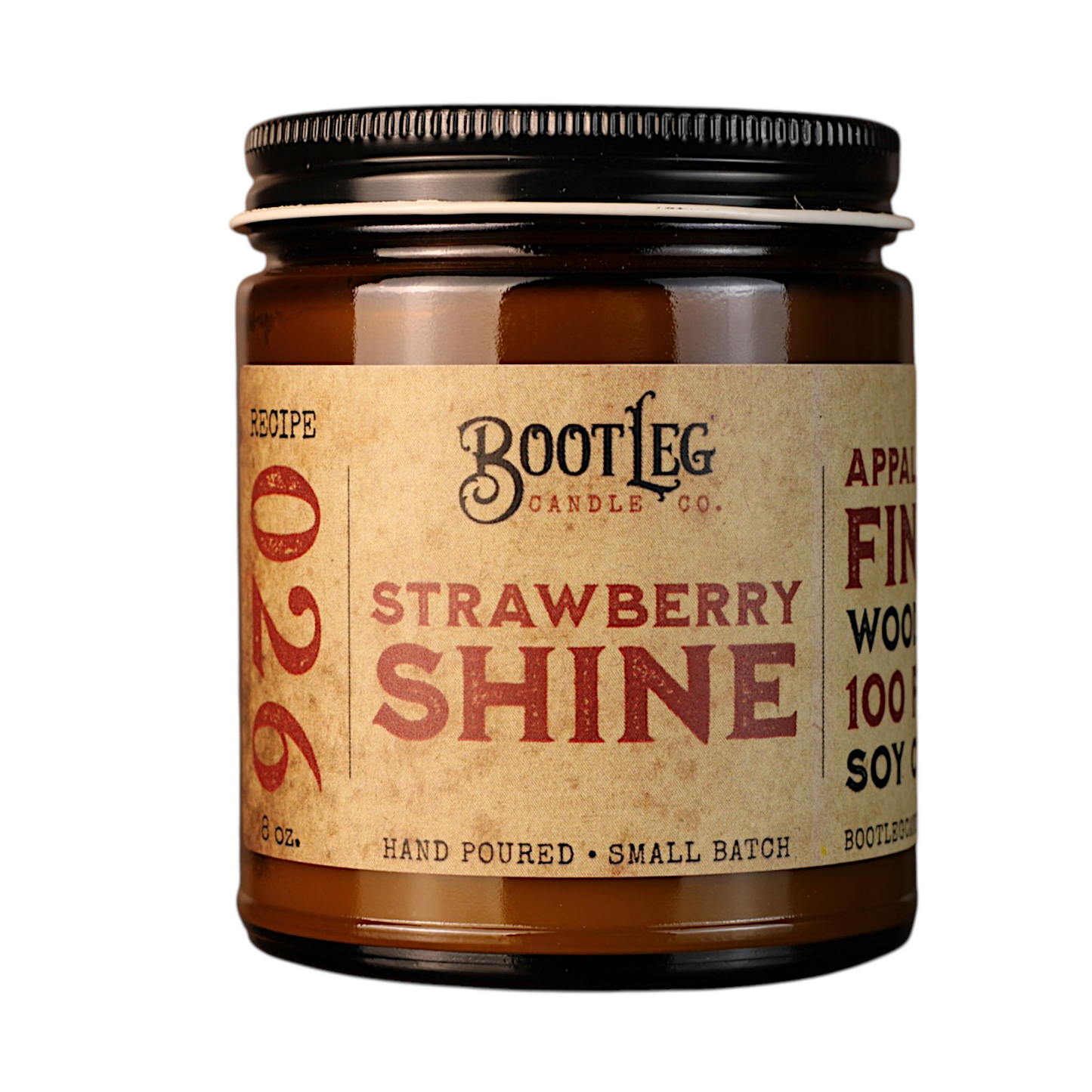 Strawberry Shine - 8oz. Soy Wax, Wood Wick Candle