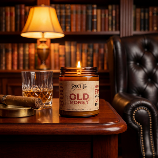 Old Money - 8oz Soy Wax, Wood Wick Candle