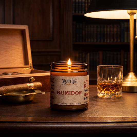 Humidor - 8oz Soy Wax, Wood Wick Candle