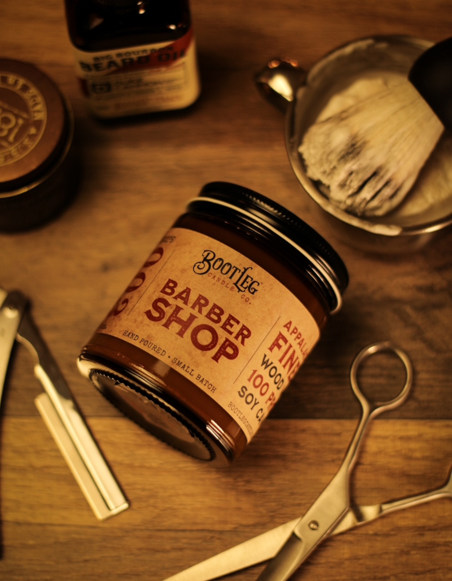 Barbershop - 8oz Soy Wax, Wood Wick Candle