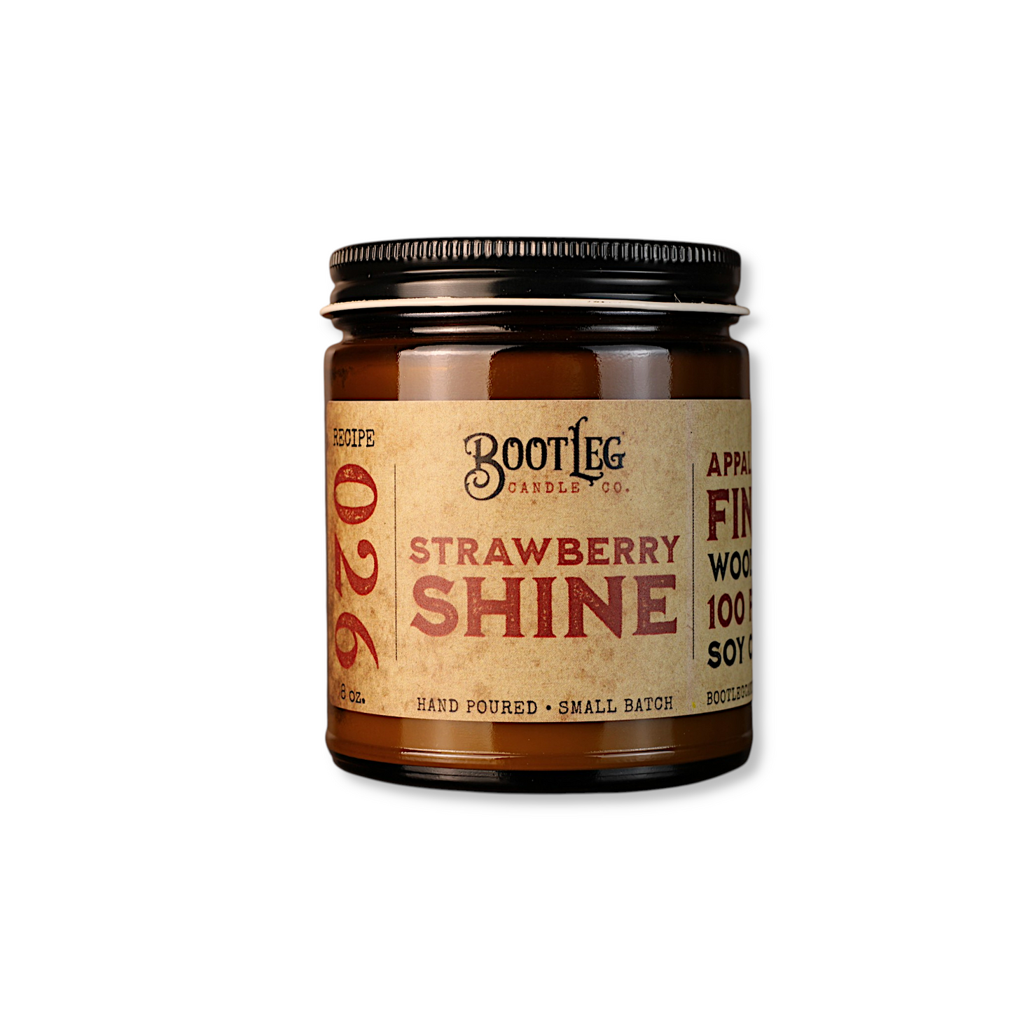 Strawberry Shine - 8oz. Soy Wax, Wood Wick Candle